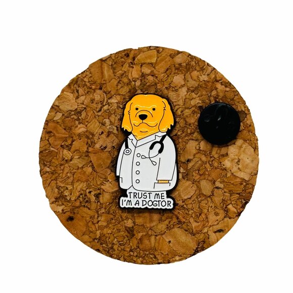 ☀️TRUST ME I'M A DOGTOR Enamel Pin Dog Doctor Cute Cartoon Brooch medical badges - Picture 2 of 6